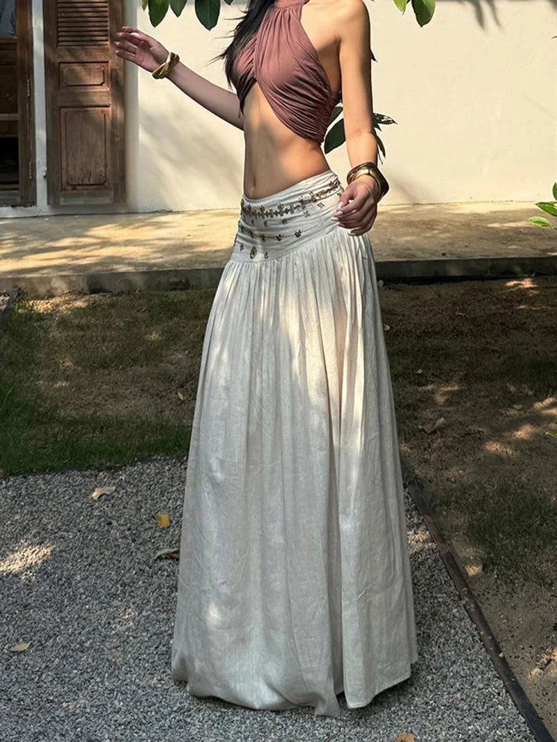 Bohemian White Maxi Skirt