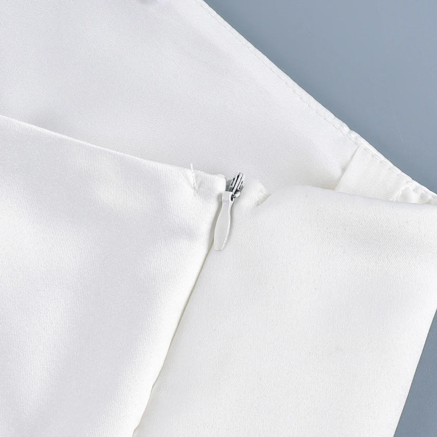Elegant Satin White Long Skirt