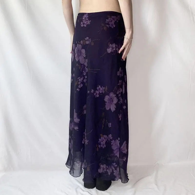 Long Purple Flower Skirt
