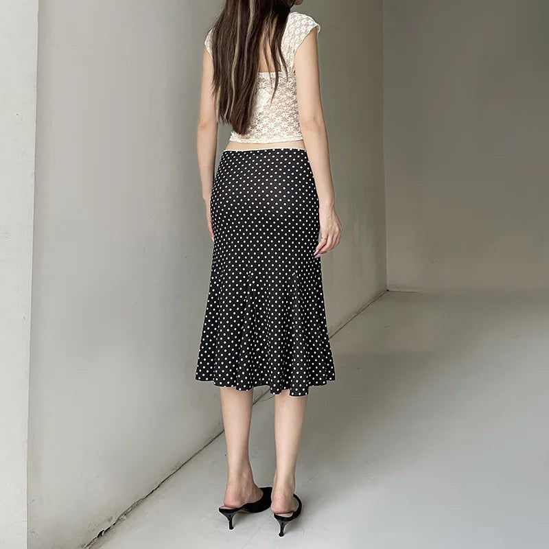 Low-Waisted Dot Print Skirt