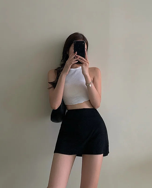 Black Mini Skirt with Built-In Shorts