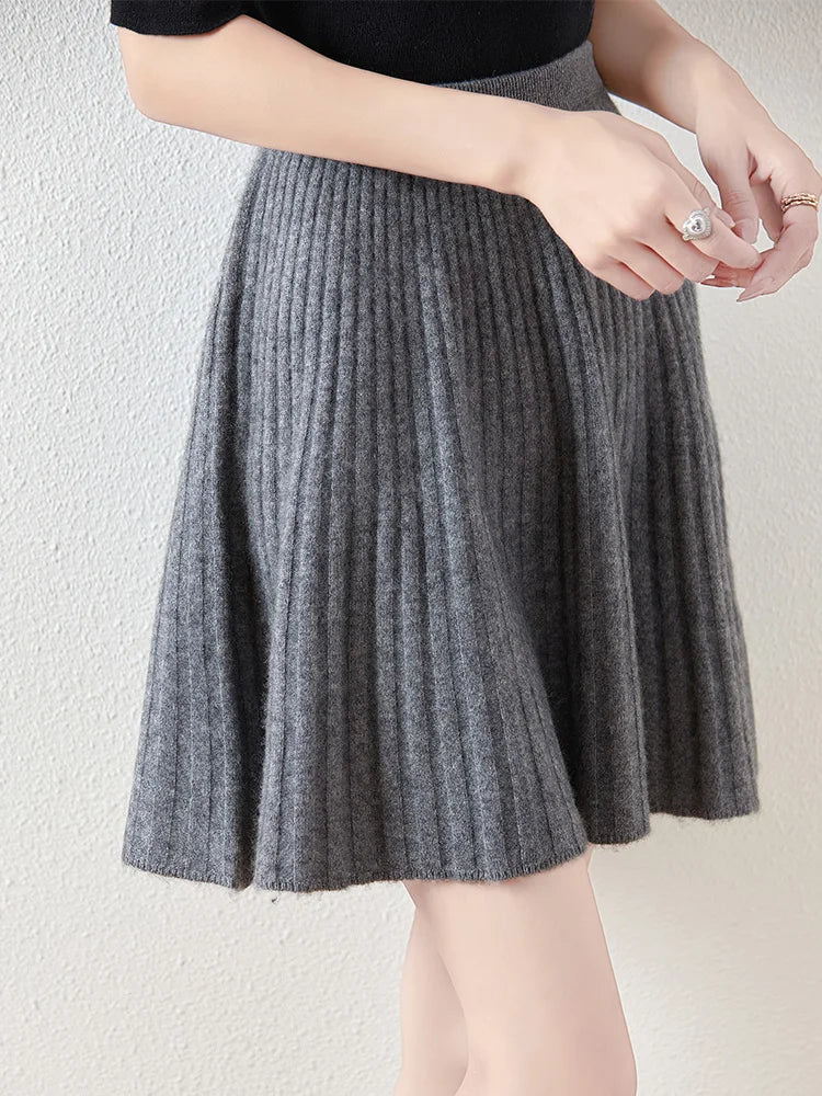 Grey Merino Wool Skirt
