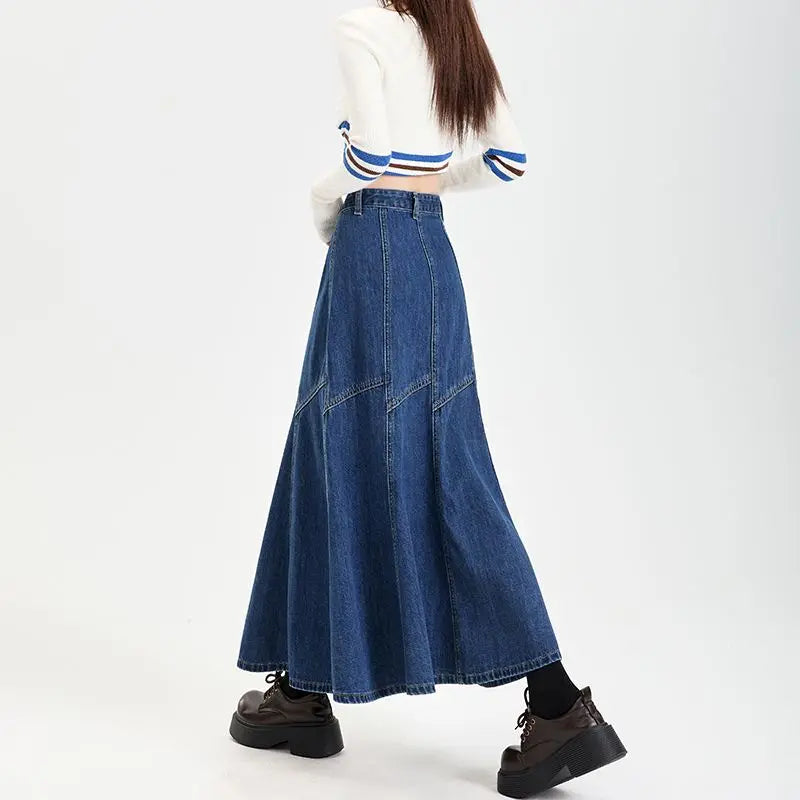 A line Denim Long Skirt