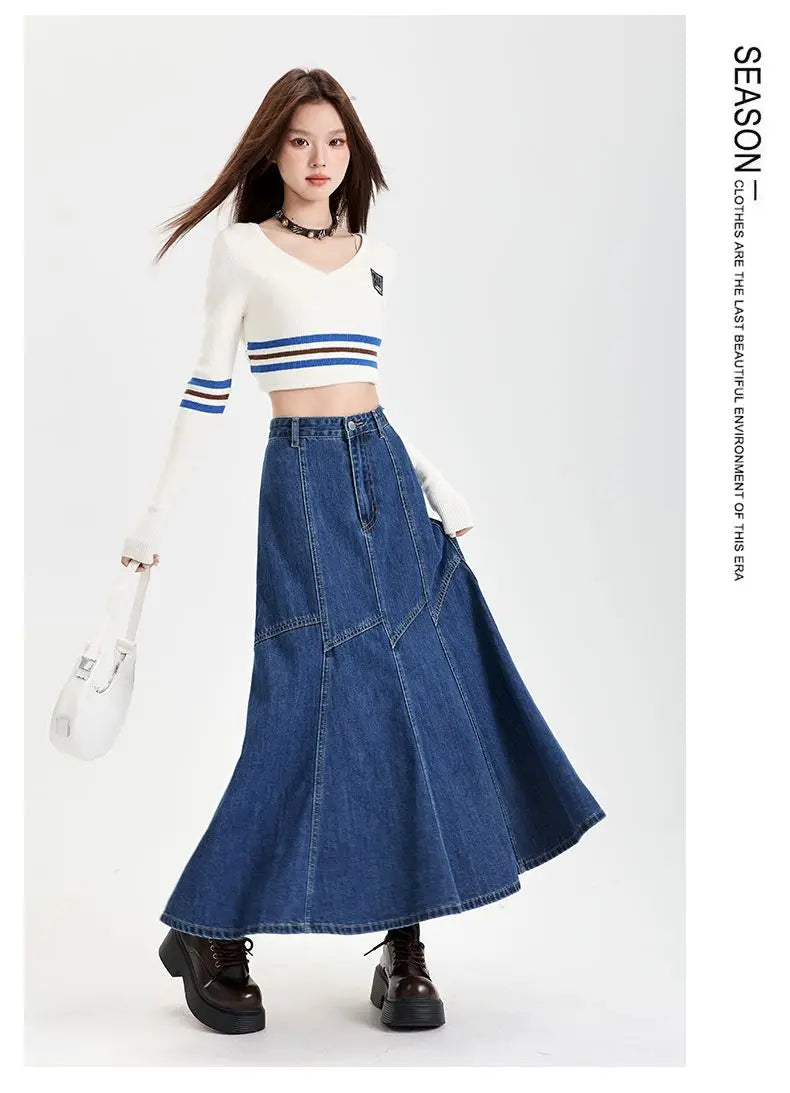 A line Denim Long Skirt