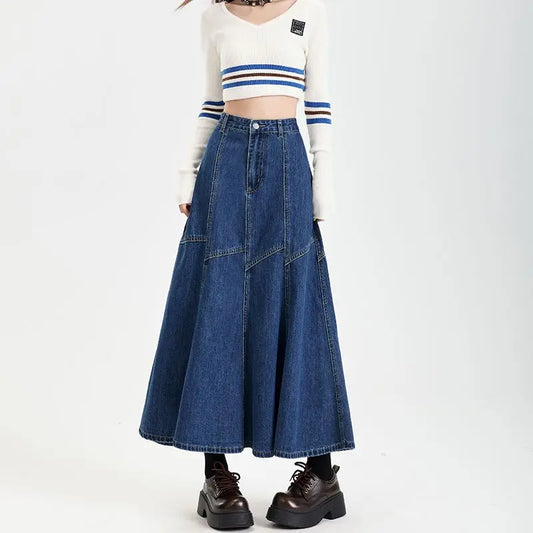 A line Denim Long Skirt