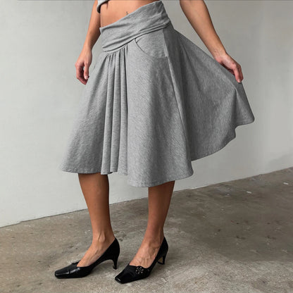 Grey Jersey Midi Skirt