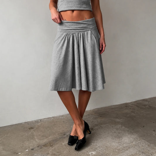 Grey Jersey Midi Skirt
