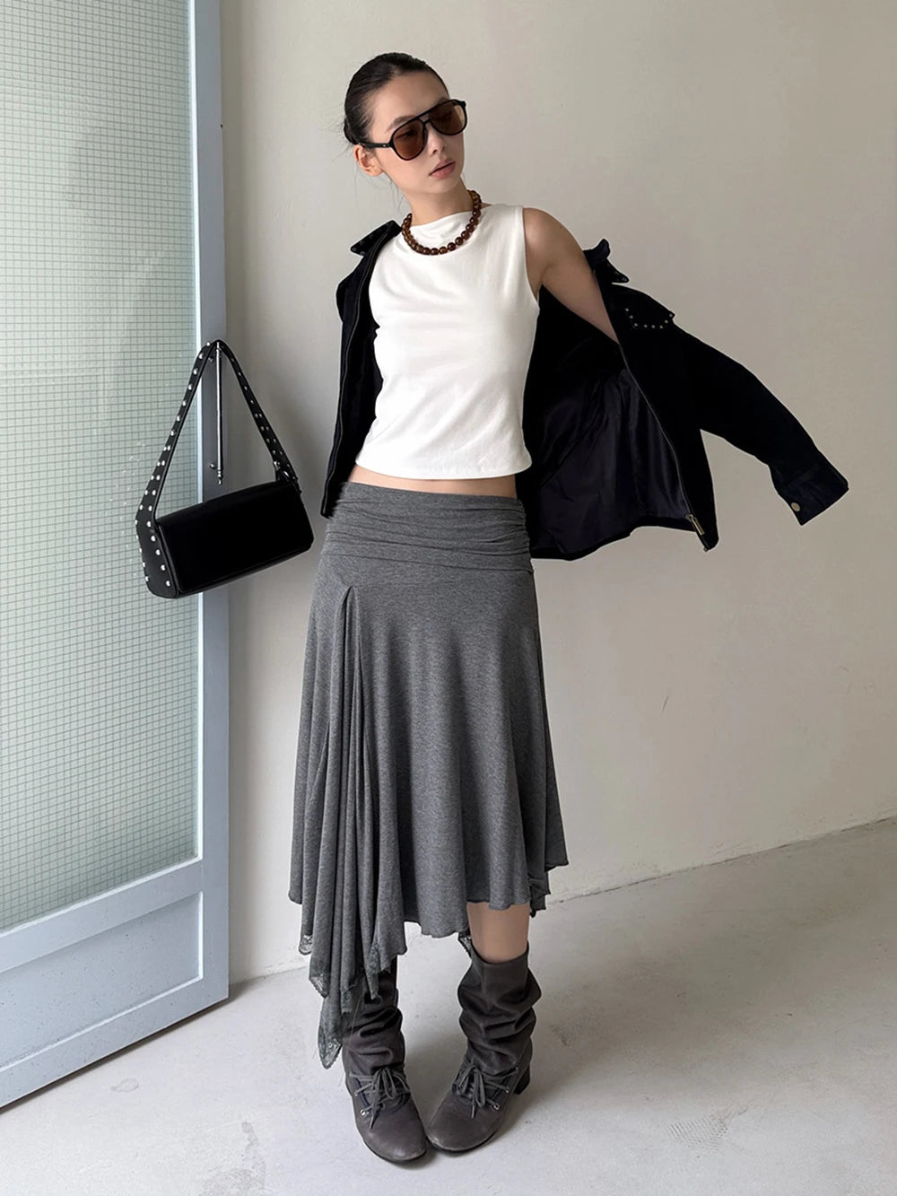 Asymmetrical Grey Skirt