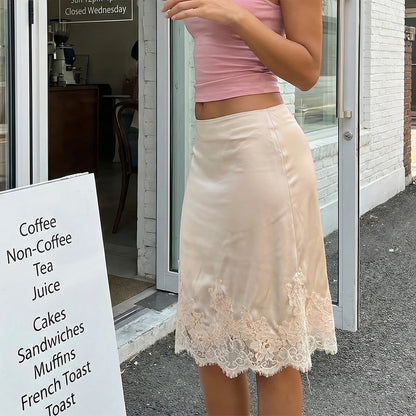 Beige satin skirt