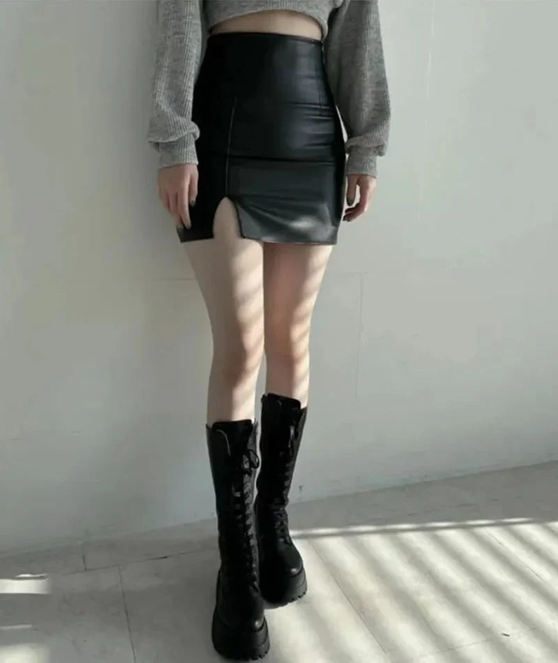 Black Faux Leather Skirt