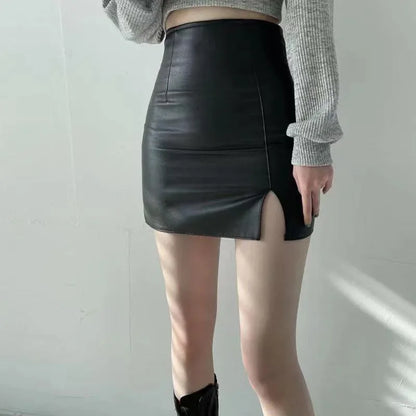 Black Faux Leather Skirt