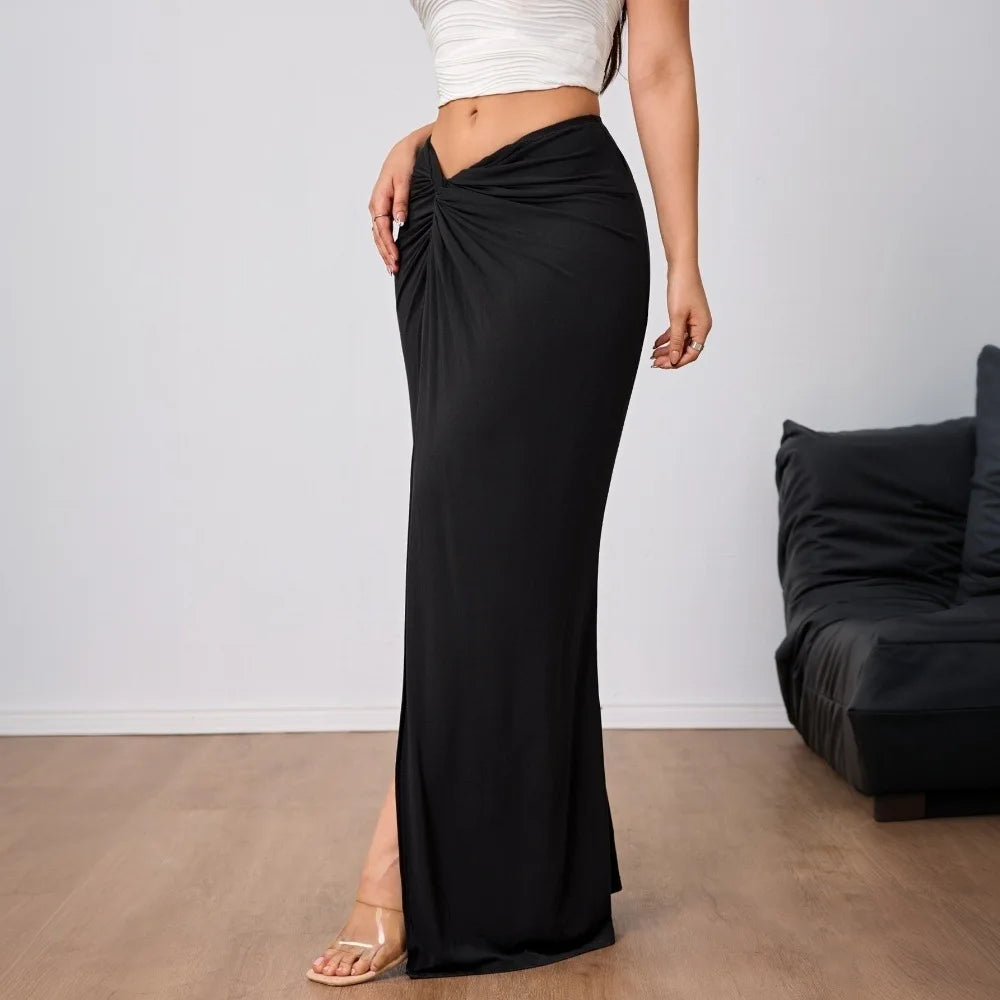Black Maxi Skirt with Slit
