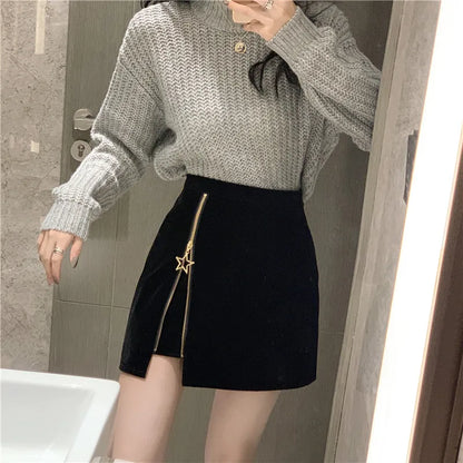 Black Mini Velvet Skirt