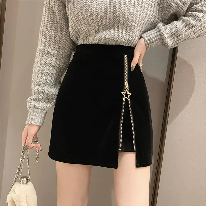 Black Mini Velvet Skirt