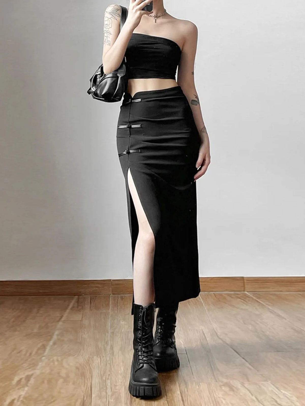 Black Split Skirt