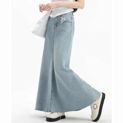 Blue Denim Maxi Skirt
