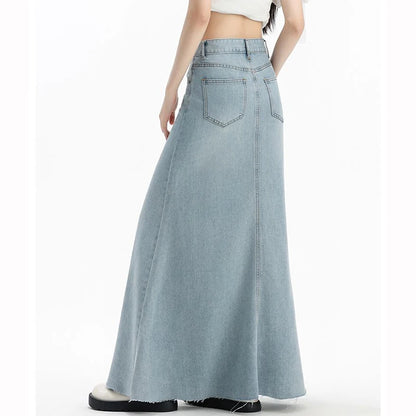 Blue Denim Maxi Skirt
