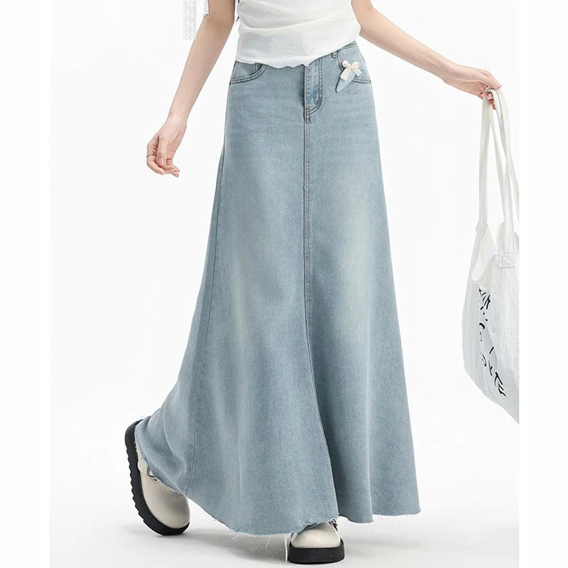 Blue Denim Maxi Skirt