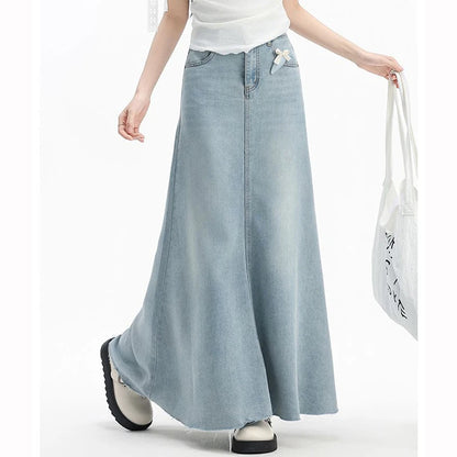 Blue Denim Maxi Skirt