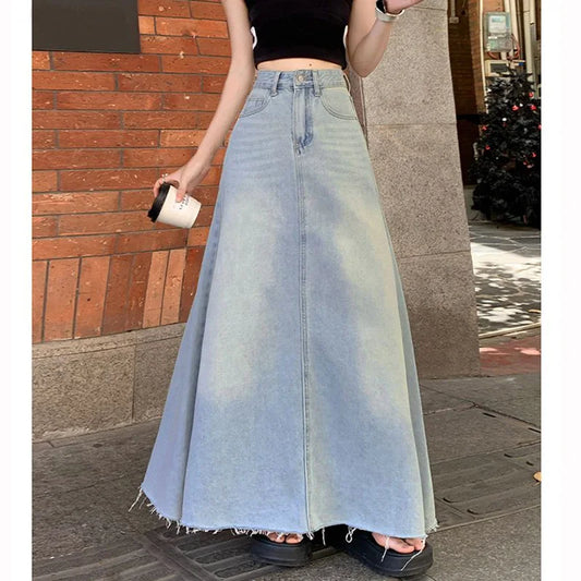 Blue Denim Maxi Skirt