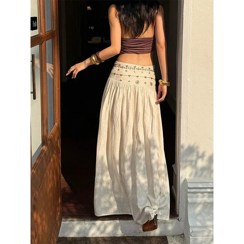 Bohemian White Maxi Skirt