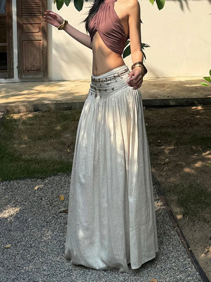 Bohemian White Maxi Skirt