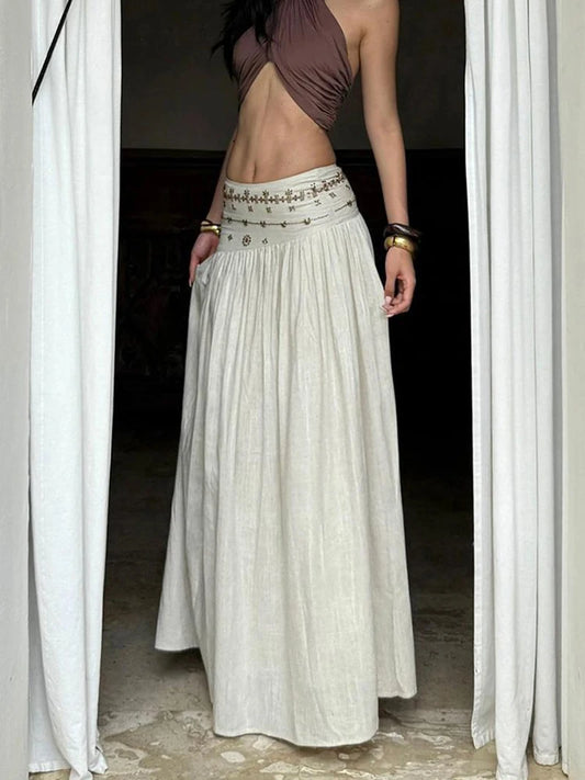 Bohemian White Maxi Skirt
