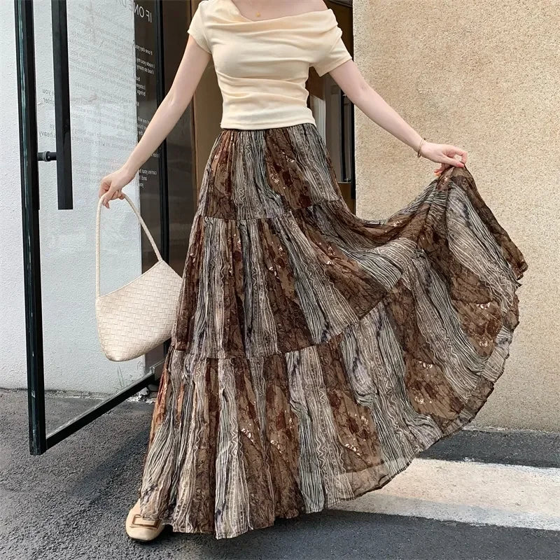 Boho Chiffon Maxi Skirt