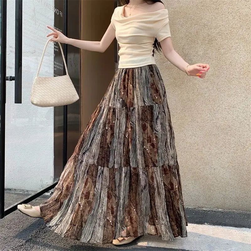 Boho Chiffon Maxi Skirt