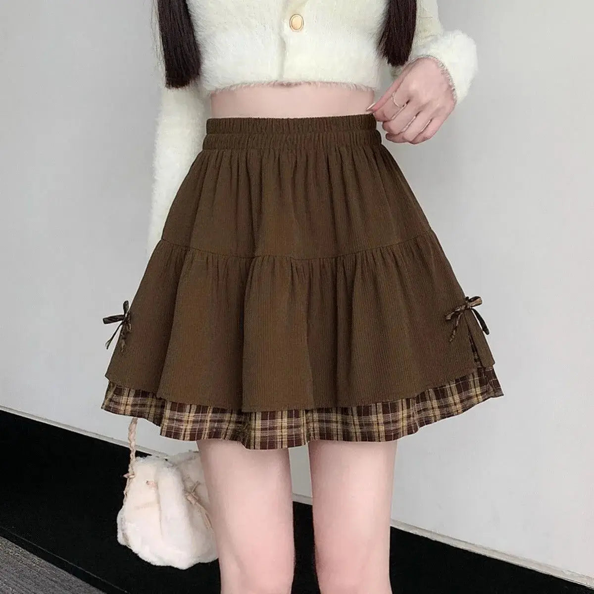 Brown Corduroy Skater Skirt