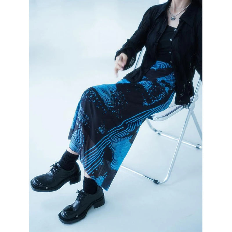 Butterfly Print Mesh Skirt