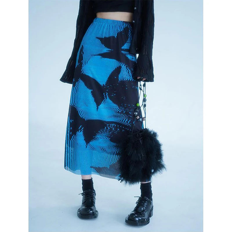 Butterfly Print Mesh Skirt