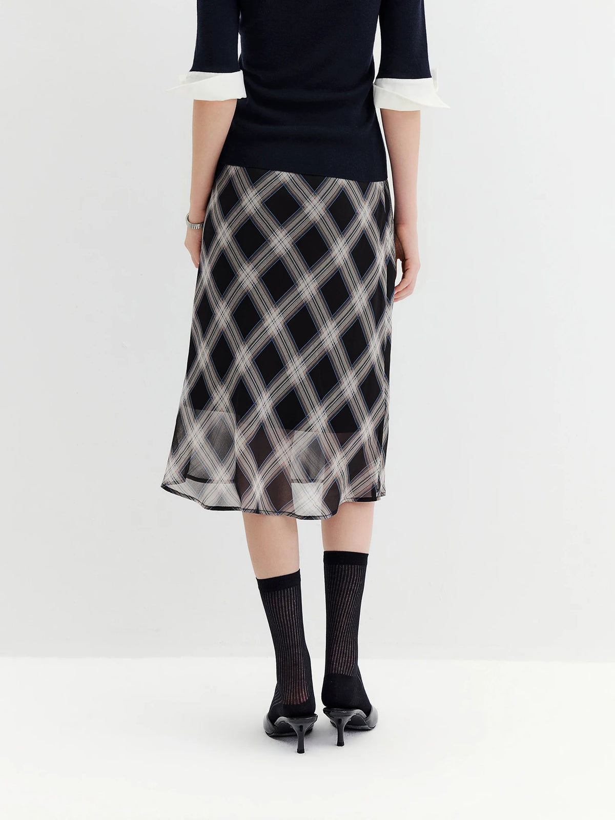 Chiffon Straight Midi Skirt