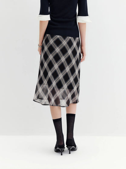 Chiffon Straight Midi Skirt
