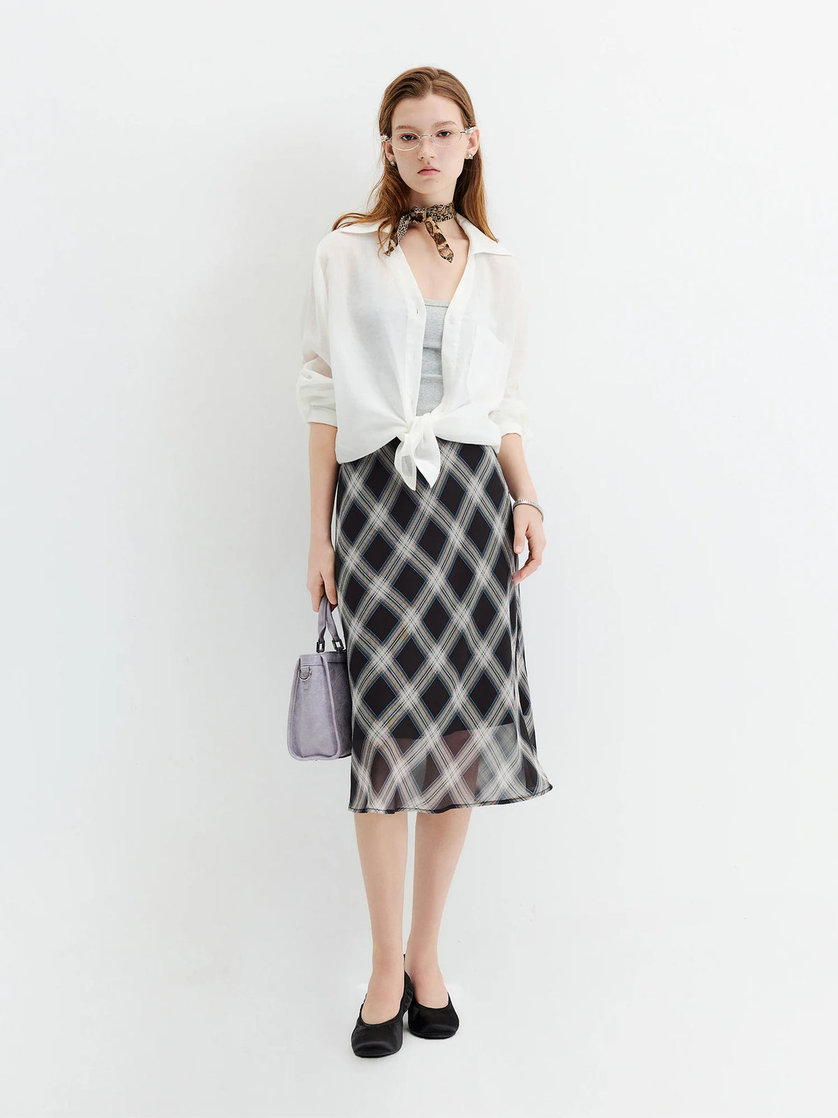 Chiffon Straight Midi Skirt