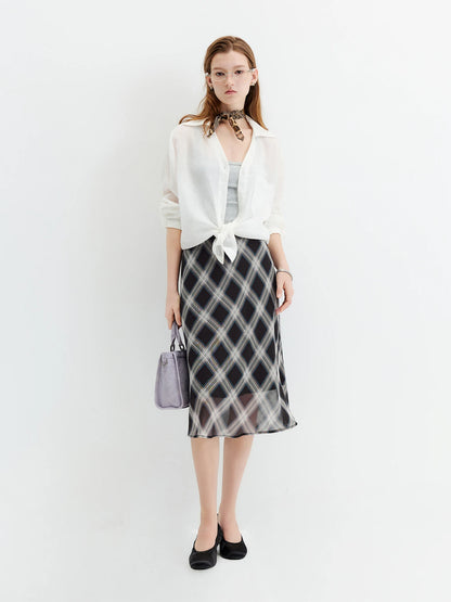 Chiffon Straight Midi Skirt