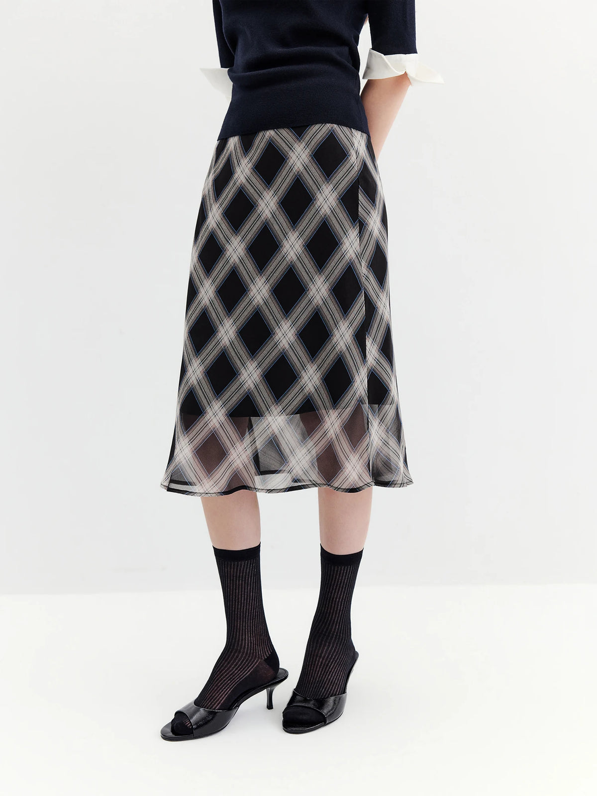 Chiffon Straight Midi Skirt