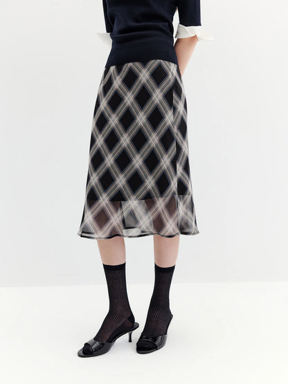 Chiffon Straight Midi Skirt