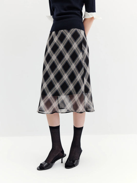 Chiffon Straight Midi Skirt