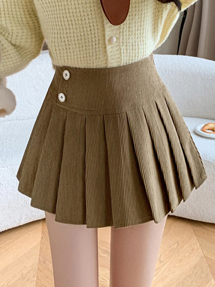 Corduroy Pleated Skirt