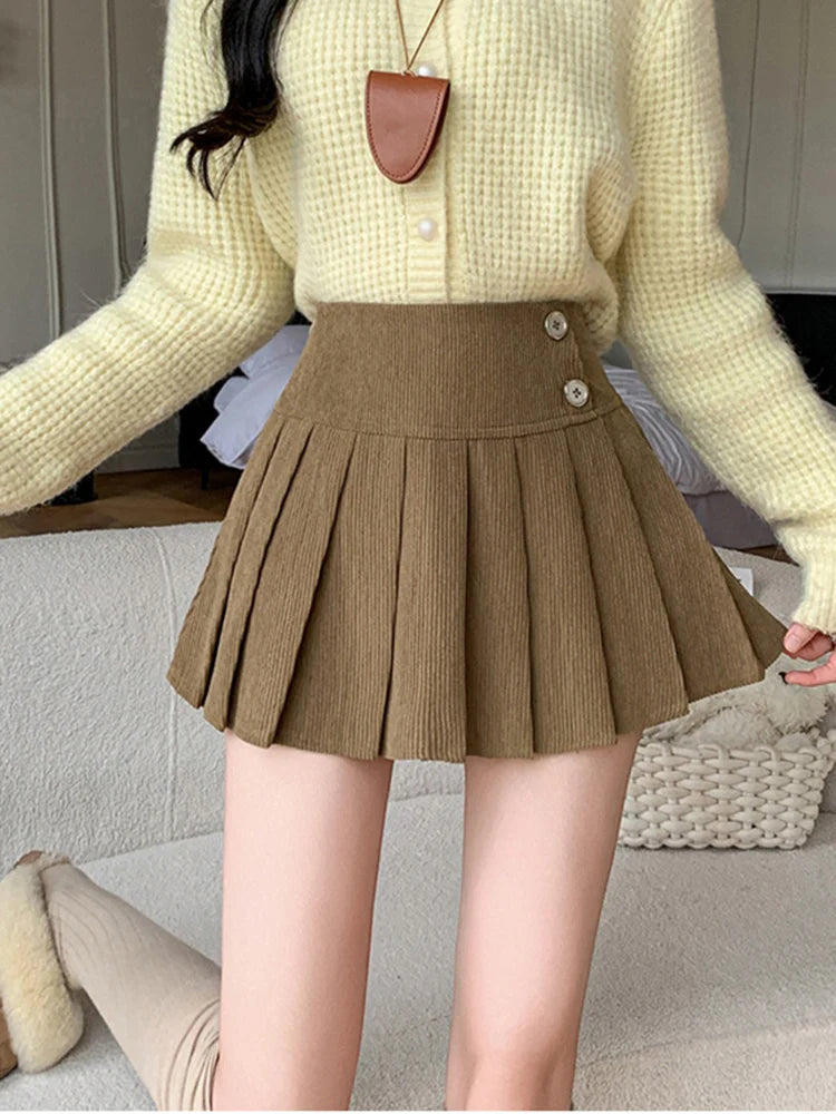 Corduroy Pleated Skirt