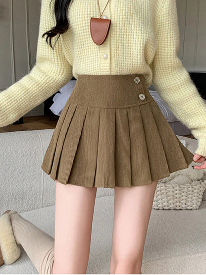 Corduroy Pleated Skirt