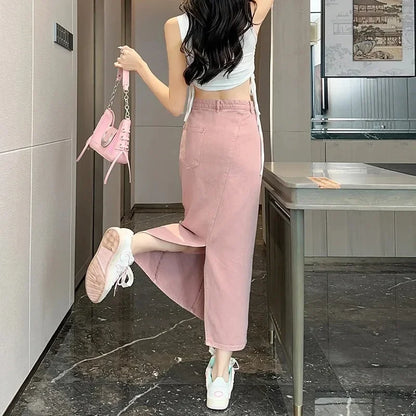 Cotton Denim Pink Skirt