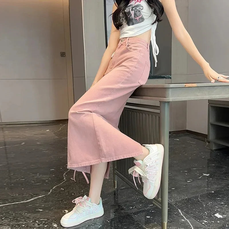 Cotton Denim Pink Skirt