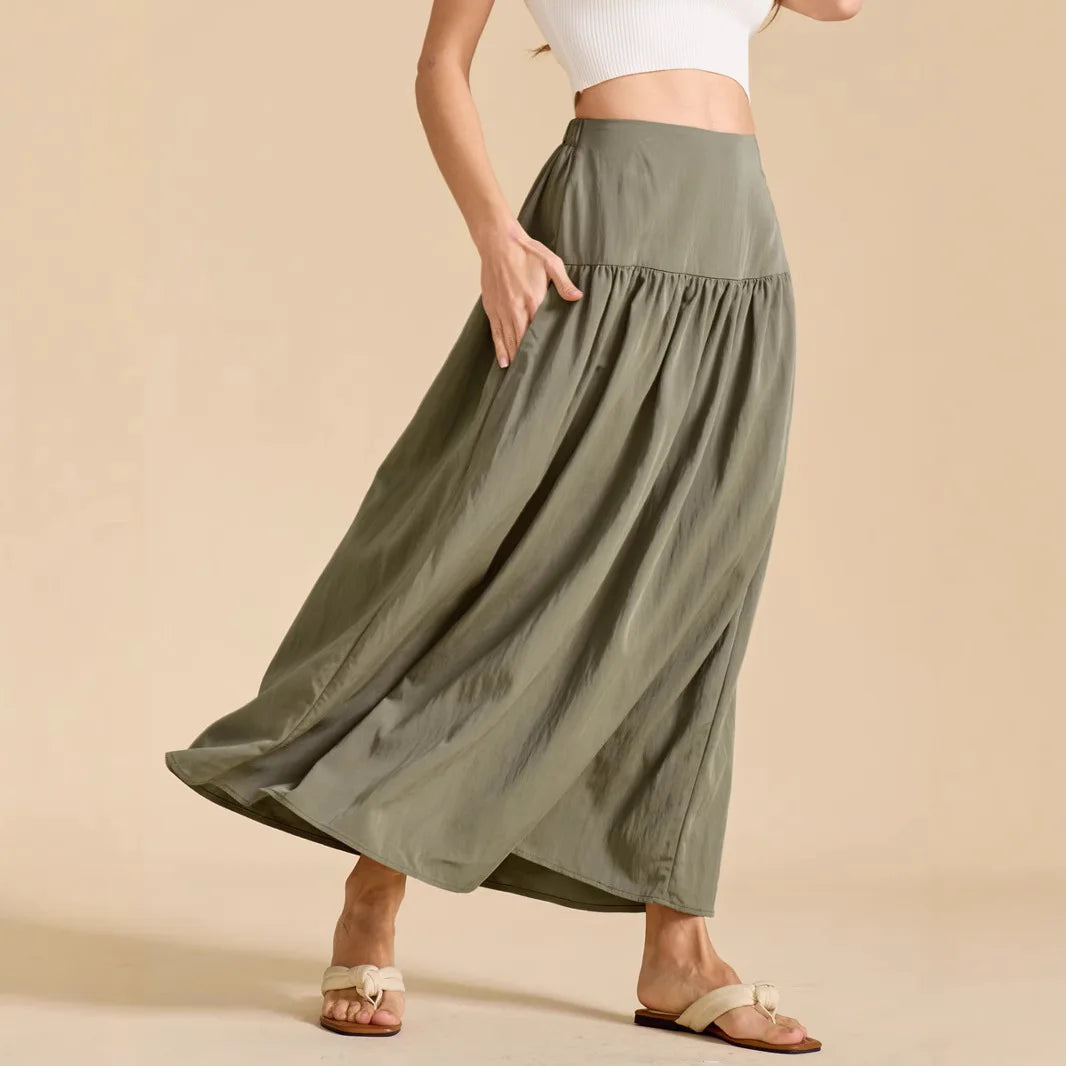 Cotton Maxi Skirt with Pockets