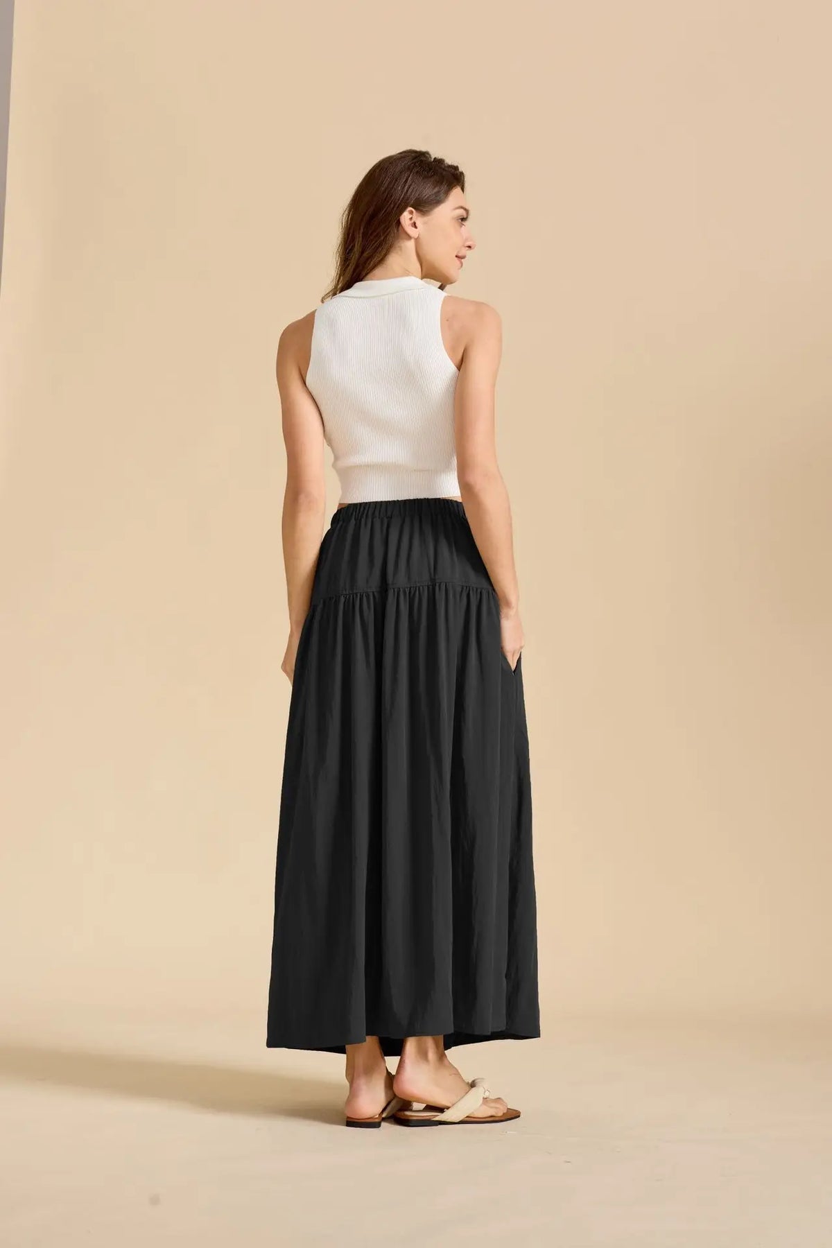 Cotton Maxi Skirt with Pockets