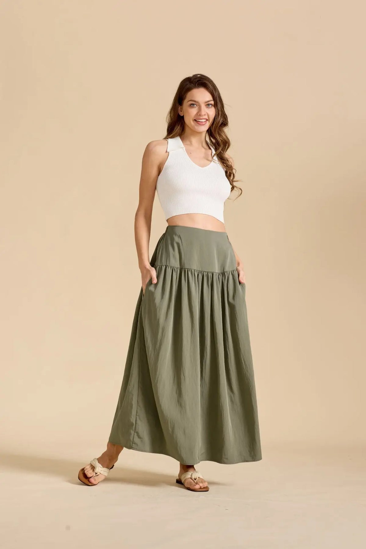 Cotton Maxi Skirt with Pockets
