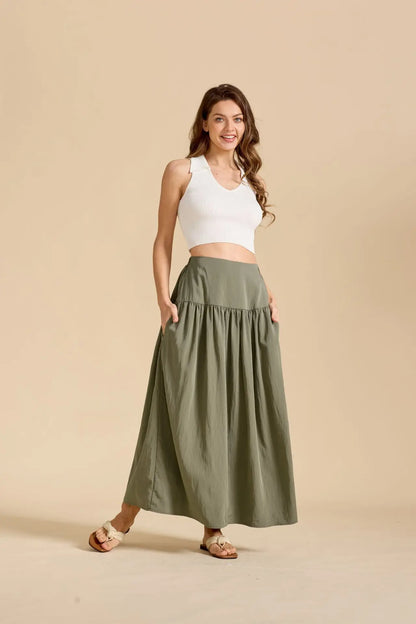 Cotton Maxi Skirt with Pockets
