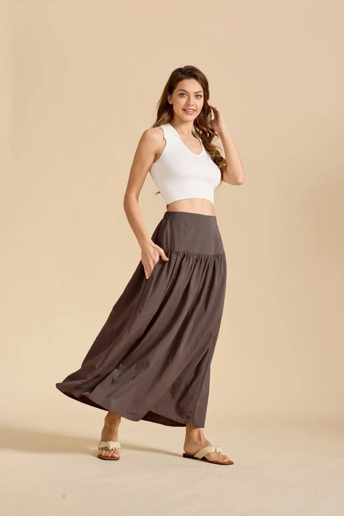 Cotton Maxi Skirt with Pockets