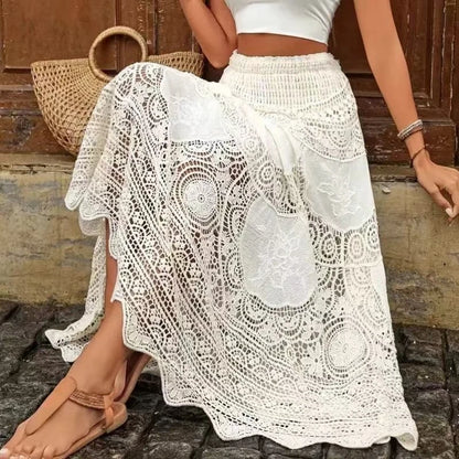 Cream Crochet Lace Skirt